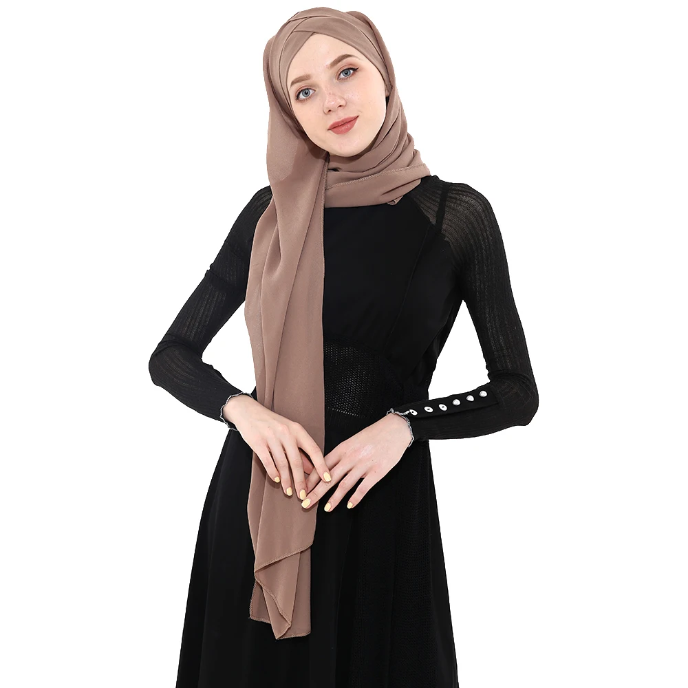 Летние Для женщин шифоновое Ready To Wear мгновенный Hijab шарф Мусульманский шифон