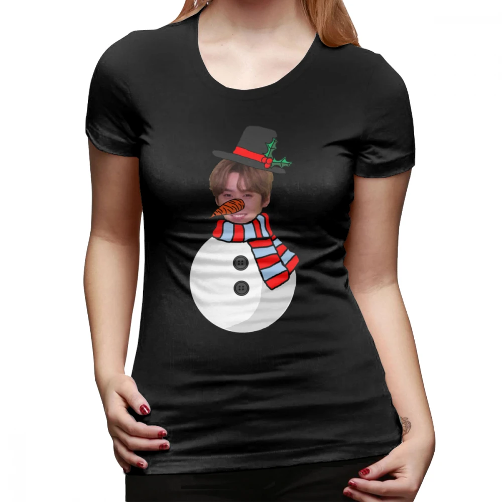 Straykids T-Shirt Lee Snow Stray Kids Christmas Card T Shirt Cotton Short Sleeve Women tshirt Graphic Navy Ladies Tee | Женская одежда
