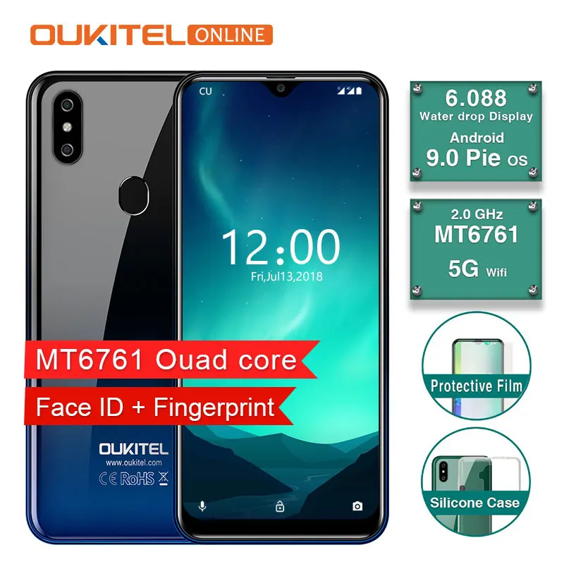 OUKITEL C15 Pro 6 088 &quot19:9 экран капли воды 2 ГБ 16 Android 9 0 телефон MT6761 отпечаток пальца лица