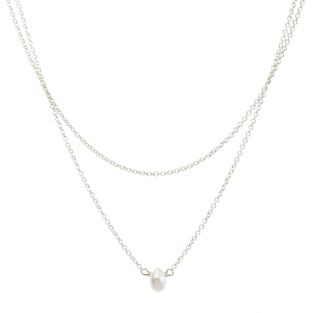 Невесты жемчужные двойной цепи Цепочки и ожерелья Золото Цвет кулон ключицы моде