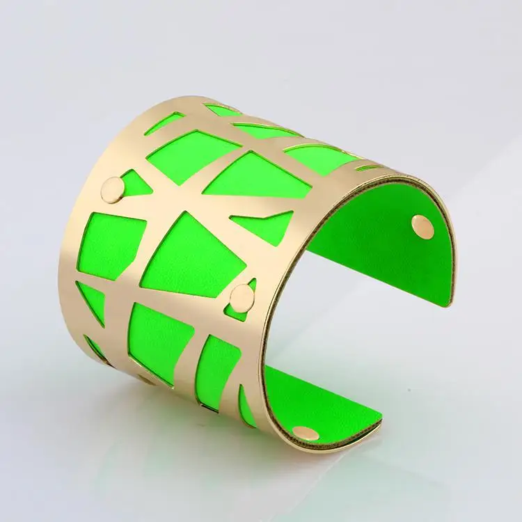 18K Gold Plated Модные браслеты-манжеты для женщин, ювелирные изделия для девушек, золотой цвет, цветные браслеты, новые винтажные ювелирные изделия s0012 - Окраска металла: 18K Gold Plated