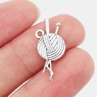 30pcs tibetan silver balls shape wool yarn spool needle charms pendants for necklace jewelry findings