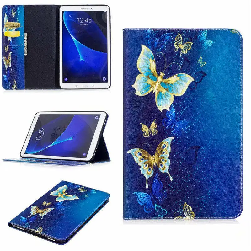 09 Кожаный чехол с милым рисунком Совы бабочки для samsung Galaxy Tab A6 A 6 10,1 T585 T580 SM-T585 чехол для планшета - Цвет: 09