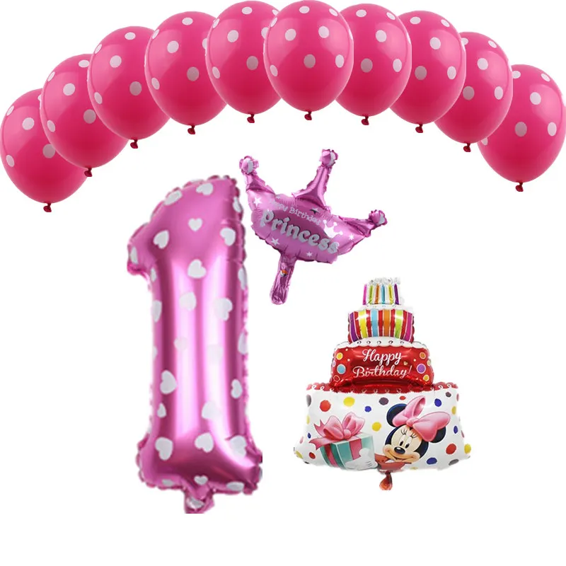 TSZWJ X-154 New 13pcs/lot Mickey Minnie Numbers 1 2 3 4 5 Birthday Balloon Set Children's Day Party Decoration Balloons | Дом и сад