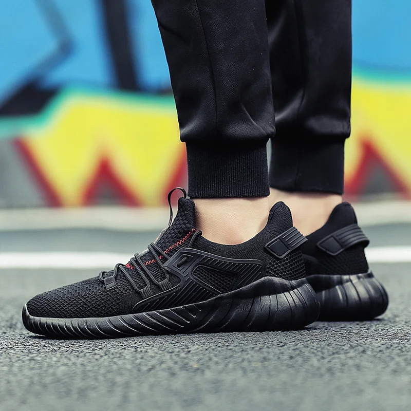 Летняя мужская повседневная обувь дышащая кроссовки плоские сетчатые легкая