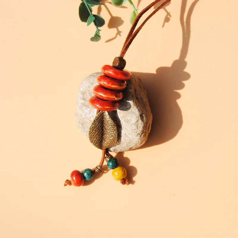 Ожерелья с керамическими бусинами и кисточками для женщин винтажные Подвески в