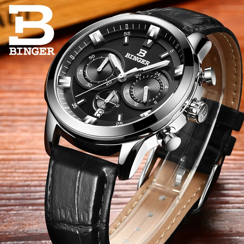 Часы наручные BINGER Мужские кварцевые с хронографом 2017|male male|male brand watchesmale watches |