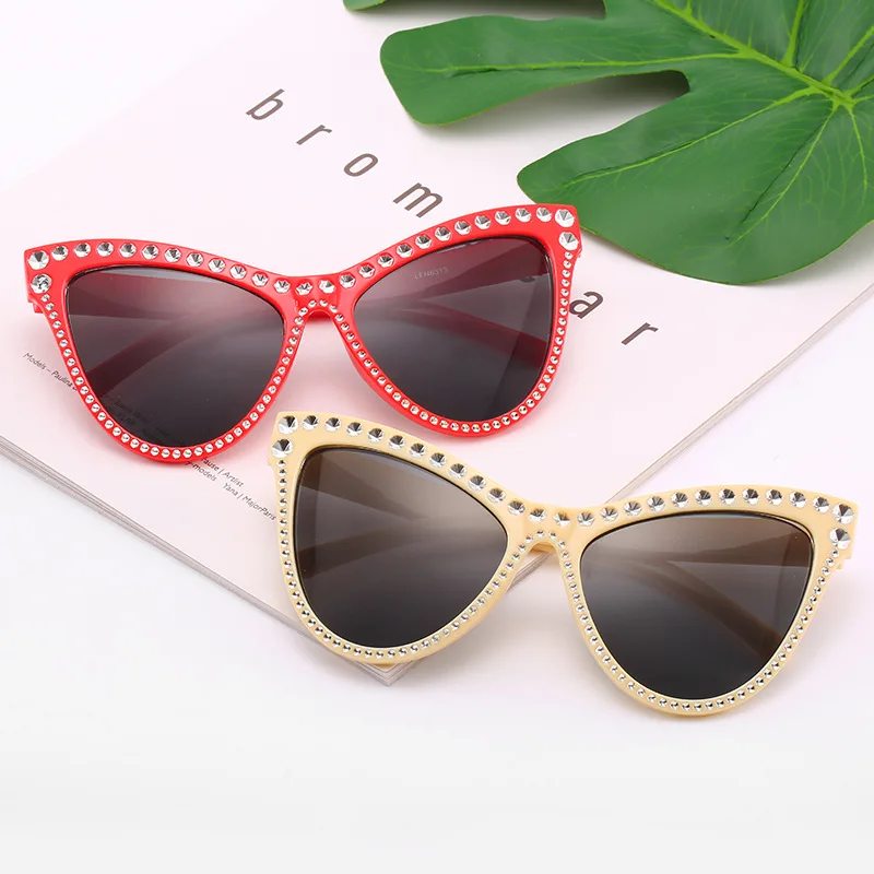 Женские солнцезащитные очки FML большие в оправе с кристаллами и стразами|Женские