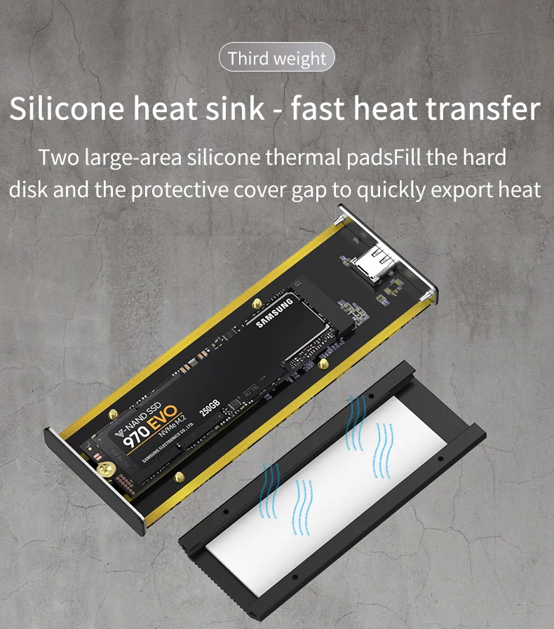 Портативный корпус SSD PCIE NVMe M.2 ssd чехол Чехол на жесткий диск s с разъемом тепла Тип c 3,1 высокоскоростной корпус