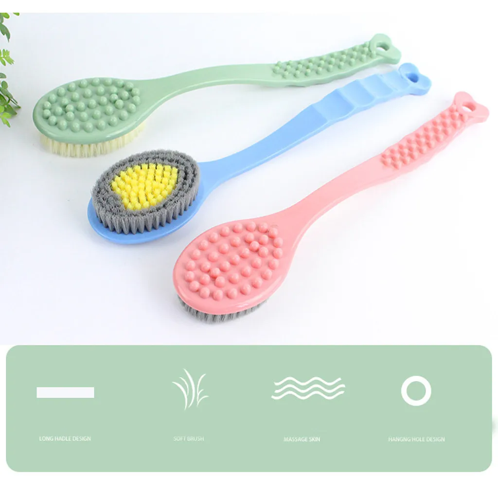 Bath Brush Long Handle Wooden Bristles Soft Hair Rub Back Shower Brush Remove the horny massage brush Anti Skid Scrubber