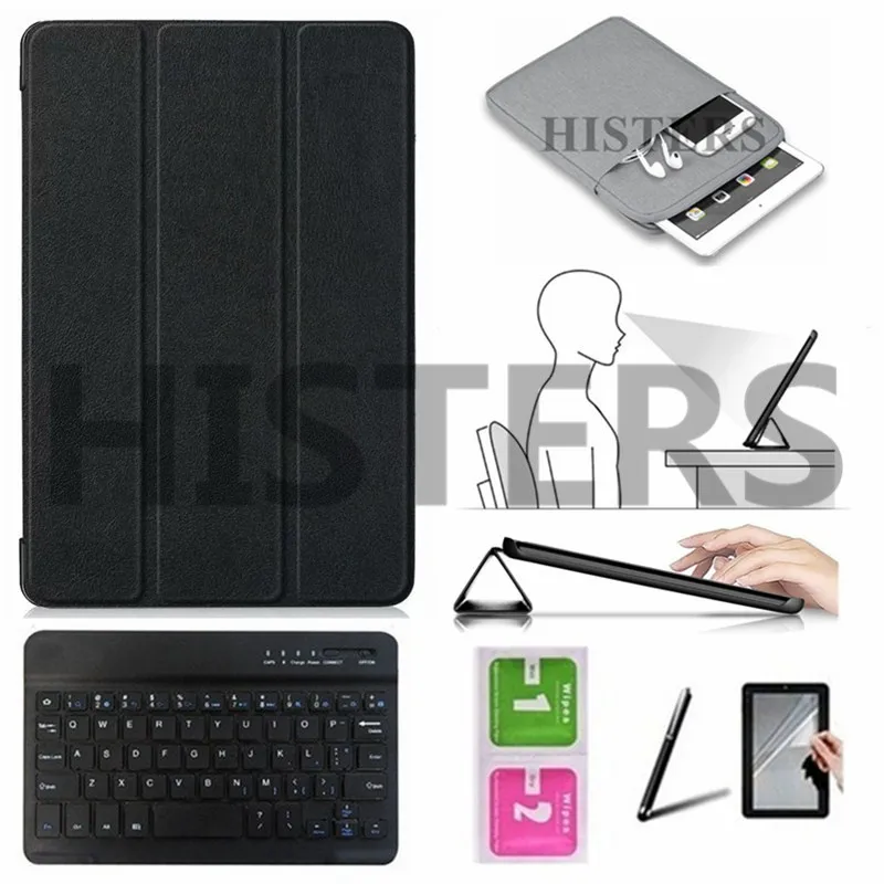 BBK-N7-BK Аксессуары для Samsung Galaxy Tab A 8,0 s-ручка SM-P200 SM-P205 чехол+ Bluetooth клавиатура+ чехол+ пленка+ стилус+ салфетки - Цвет: BBK-N7-BK
