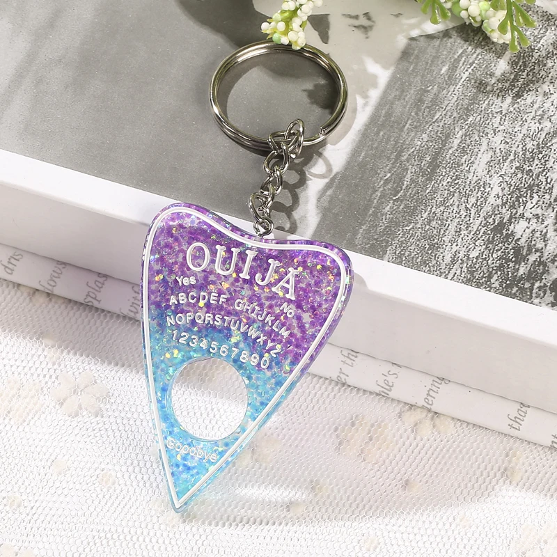1 шт. цепочка для ключей для сумки Ouija Planchette амулеты градиентная смола доска брелок для женщин