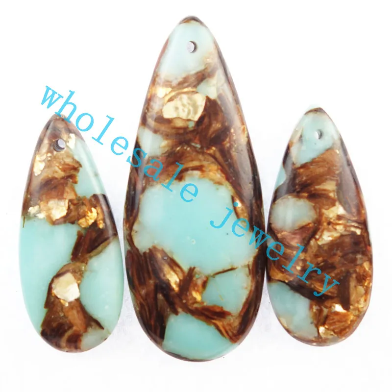 (3 шт./лот) Золотой медный борнит камень кулон из бисера комплект DSC1449 | Украшения и