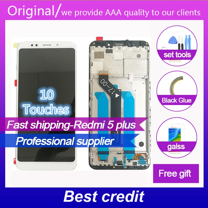 10 сенсорный AAA качественный ЖК + рамка для Xiaomi Redmi 5 Plus экран Замена Snapdragon 625|Экраны