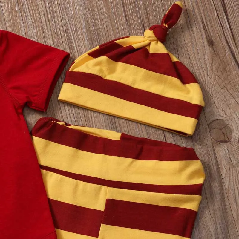 New Fashion US STOCK Baby Girls Boy Clothes Short Sleeve Romper+Striped Pant+Hat Outfits Set | Детская одежда и обувь