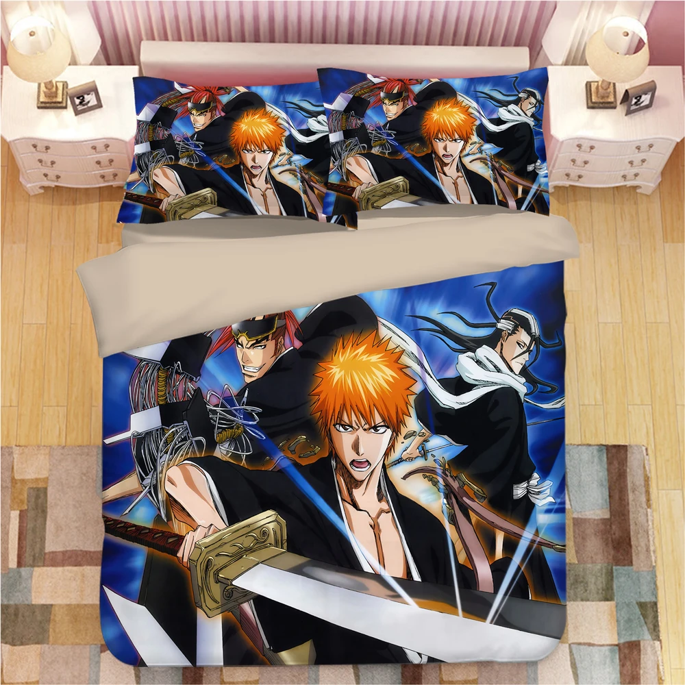 BLEACH Kurosaki Ichigo Комплект постельного белья, пододеяльник, наволочки, мультяшное аниме одеяло, Комплект постельного белья s, постельное белье, Комплект постельного белья