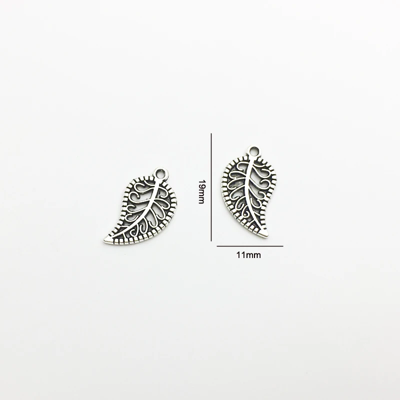 

30pcs/lot New Antique Silver Plated Hollow Leafs Shape Charms 19*11mm Jewelry Bracelet Necklace Making Charm Pendants
