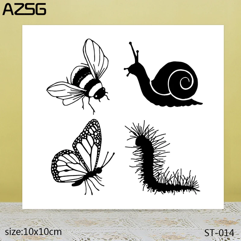 

AZSG Insect Snail Butterfly Fly Clear Stamps/Seals For DIY Scrapbooking/Card Making/Album Decorative Silicone Stamp Crafts