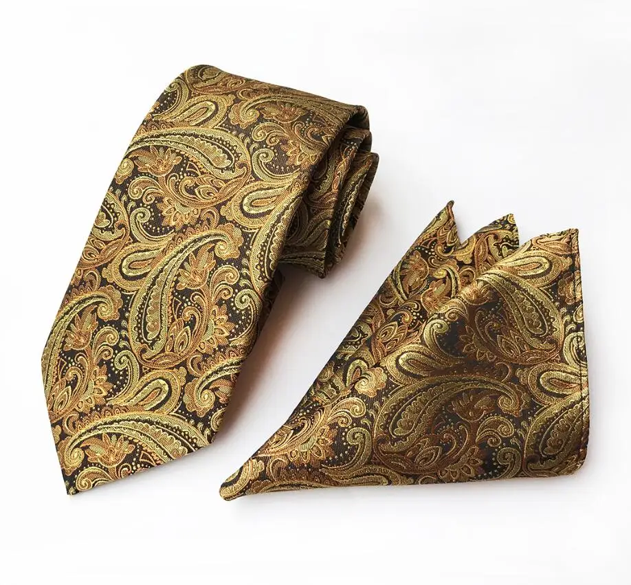 Gusleson 8 см классический галстук Hanky набор для мужской, карманный, квадратный плед Пейсли Цветочные жаккардовые галстуки для мужчин галстук платок Набор - Цвет: 01