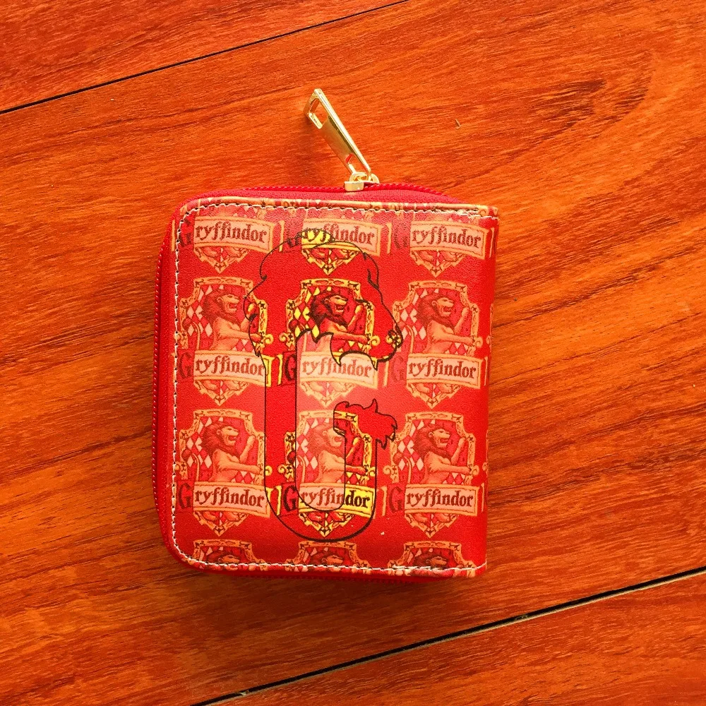 New anime Harry Potter PU short Wallet with zipper Gryffindor card holder purse cartoon magic school W731 | Багаж и сумки