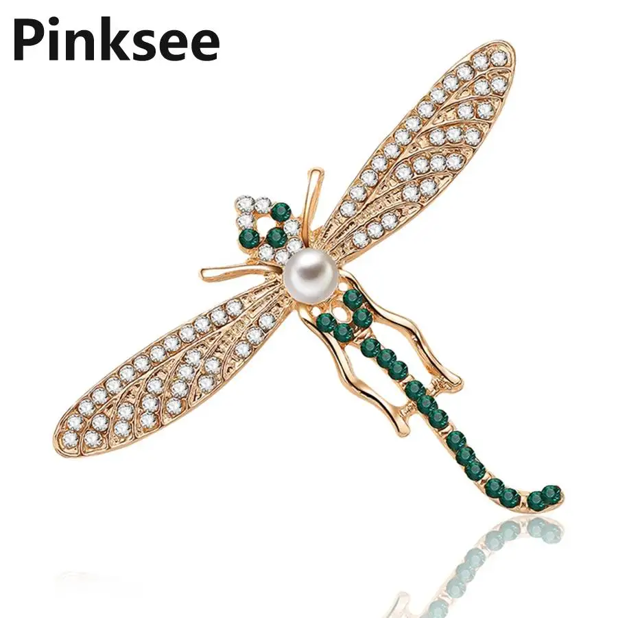 

Handmade Dragonfly Brooch Imitation Pearl Lapel Pins for Women Corsage Retro Flower Brooch pin For Scarf Badges Accessories
