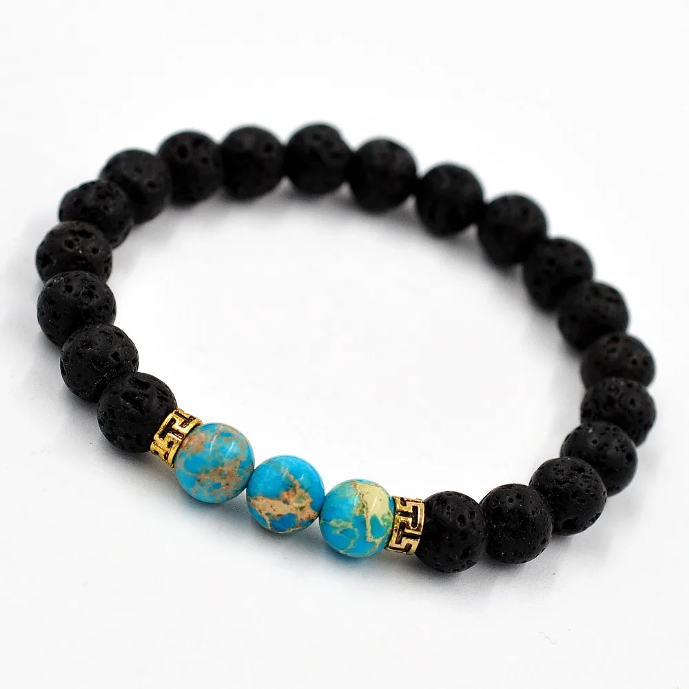 Hot Lava Stone Beads Natural Bracelet Men Jewelry Baldric Hand Strings Energy High Quality Simple Atmosphere | Тематическая одежда