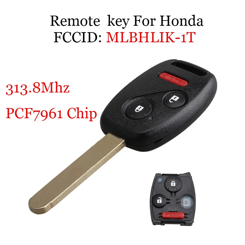 313 8 МГц 2 + 1 кнопка паники удаленный ключ для Honda CRV CR-V Fit Insight 2007-2013 MLBHLIK-1T