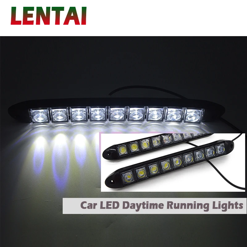 EALEN 1 комплект Автомобильные дневные ходовые огни 12V 9 светодиодный LED DRL лампы для