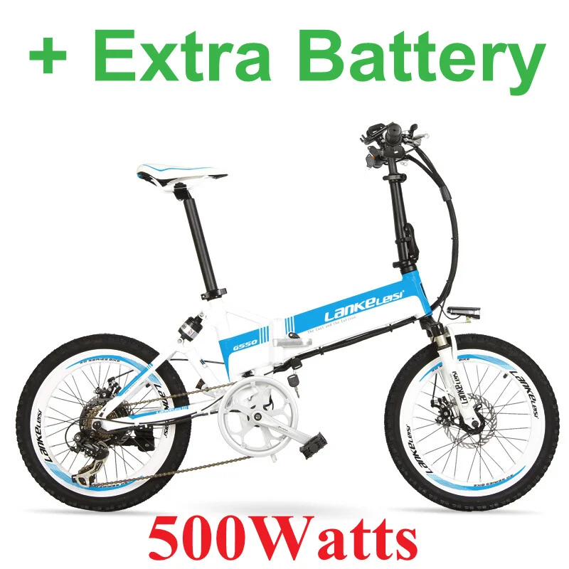 BEWH 500W Plus G550 500 W/240 W Мощный 20 дюймов электрический велосипед, Алюминий складной велосипед, е-байка 36В 13.8Ah большой Ёмкость Батарея, ребёнка ройялас подвесом вилка - Цвет: BEWH 500W Plus