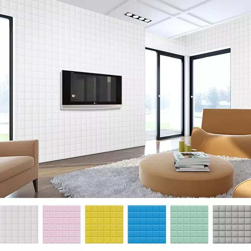 3D пенопластовые DIY настенные наклейки квадратные панели для детской комнаты