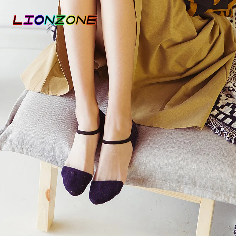 LIONZONE короткие кружевные женские носки милые тапочки низкие прозрачные носки|lace