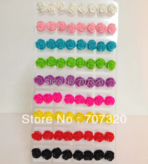 Женские серьги гвоздики с цветком розы 24 пары|24 pairs|women jewelry earringsjewelry earrings |