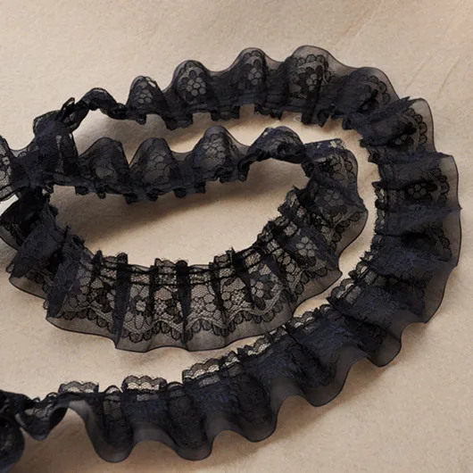 Универсальная черно-белая двухслойная плиссированная лента Орнан кружевная