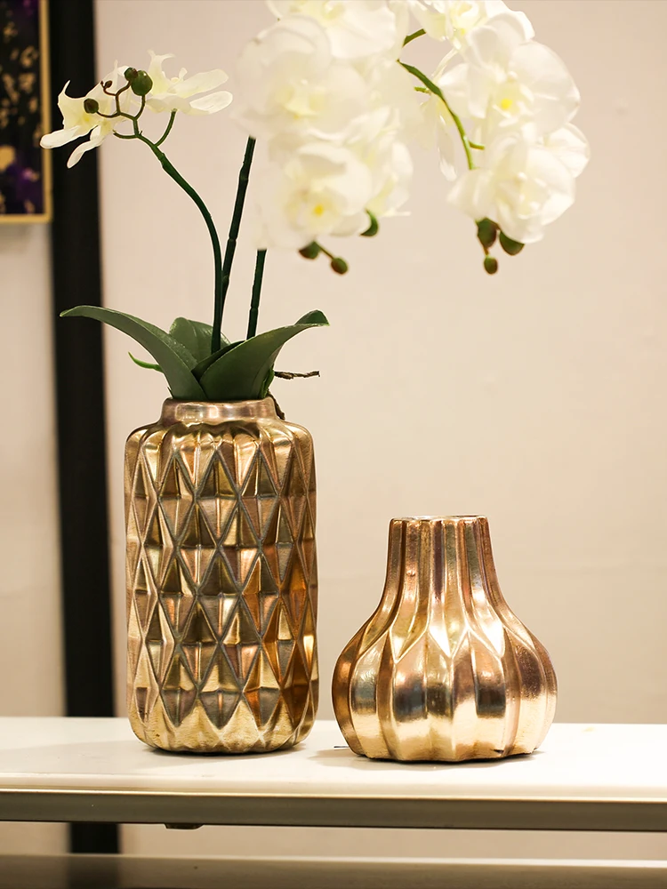 Керамическое Покрытие ретро геометрический узор с вазой Золотая ваза украшения