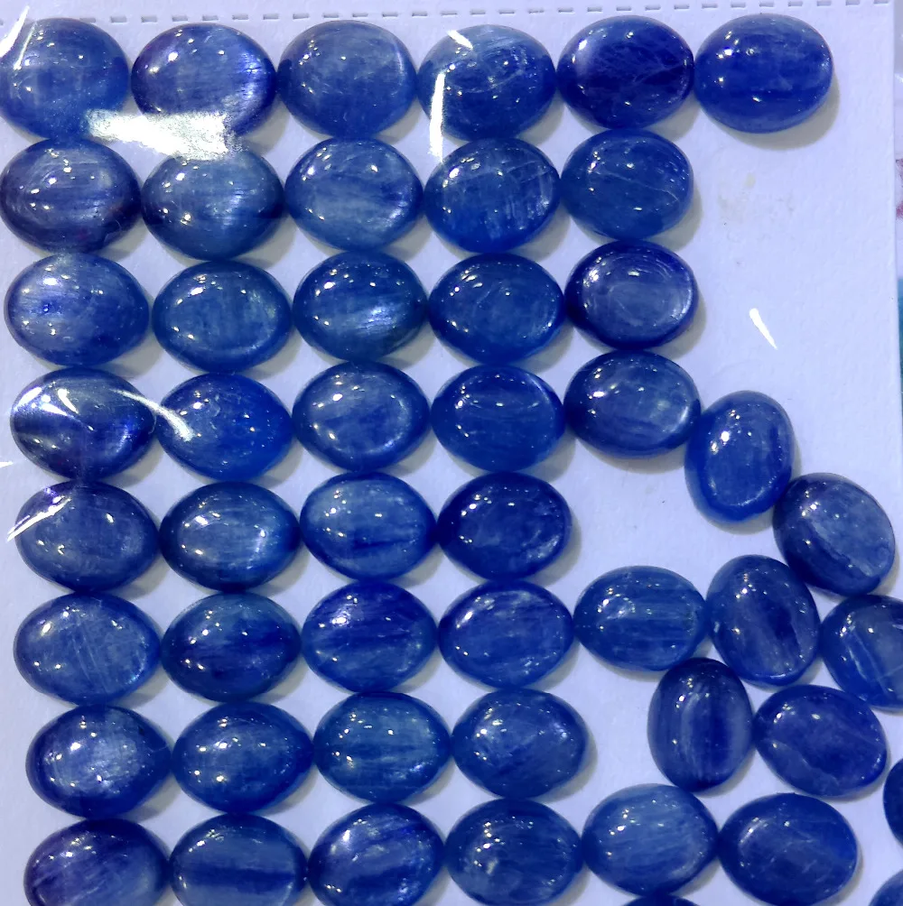 Natural Blue Kyanite Bead Cabochon 8x10mm 10x12mm Oval Semi Precious Gem Stone CAB For Jewelry 10pcs/lot | Украшения и аксессуары