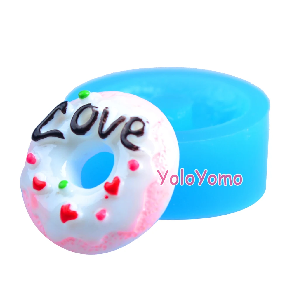 T016YL любовь Пончик силиконовая форма Decoden Kawaii миниатюрная форма сладости еда Fimo полимерные ювелирные изделия подвески