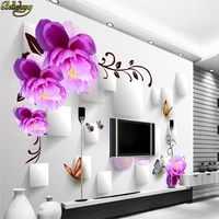 beibehang custom wallpaper large mural wall stickers 3d box roses fresh stereo tv wall papel de parede