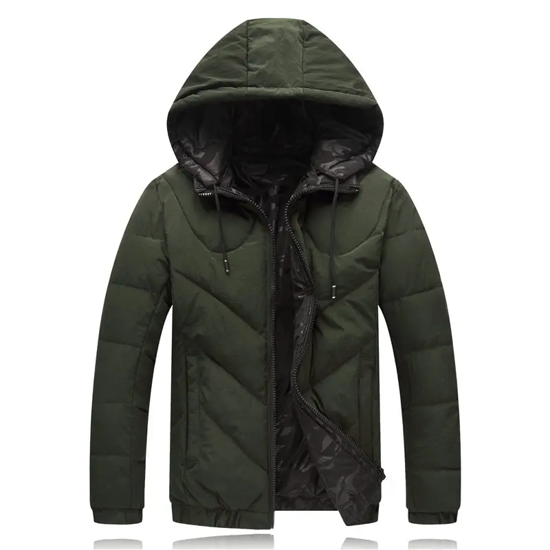4XL-9XL зимние куртки двухсторонняя одежда больших размеров мужские парки с капюшоном толстые теплые хлопковые зимние пальто Jaqueta Masculina Inverno W12 - Цвет: Армейский зеленый