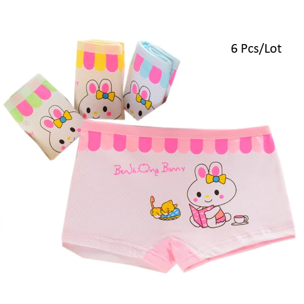 Color P 6 Pcs Хорошее качество; 6 шт./лот; стиль; детское хлопковое нижнее белье для девочек; милые короткие трусы; детские трусы; смешанные цвета - Цвет: Color P 6 Pcs