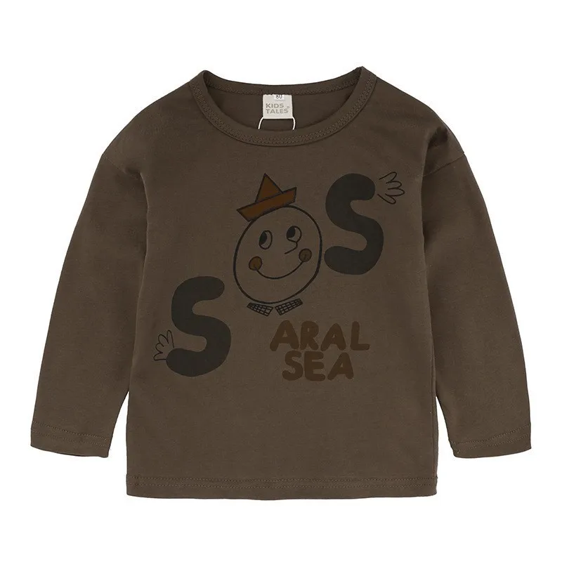 Coffee Smile Модная Детская Толстовка Детские хлопковые повседневные толстовки с длинными рукавами и круглым вырезом с героями мультфильмов для мальчиков от 12 месяцев до 8 лет, одежда для маленьких девочек - Цвет: Coffee Smile
