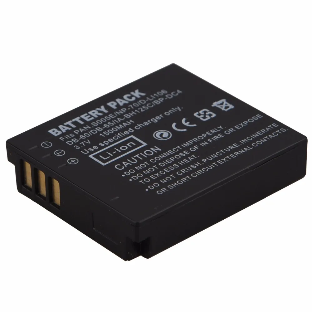 1x1500 мА/ч, DB-60/S005/FNP70 Замена Батарея для CGA-S005 CGA-S005A CGA-S005E/1B CGA-S005E DMW-BCC12 CGA-S005A/1B RICOH BJ-6