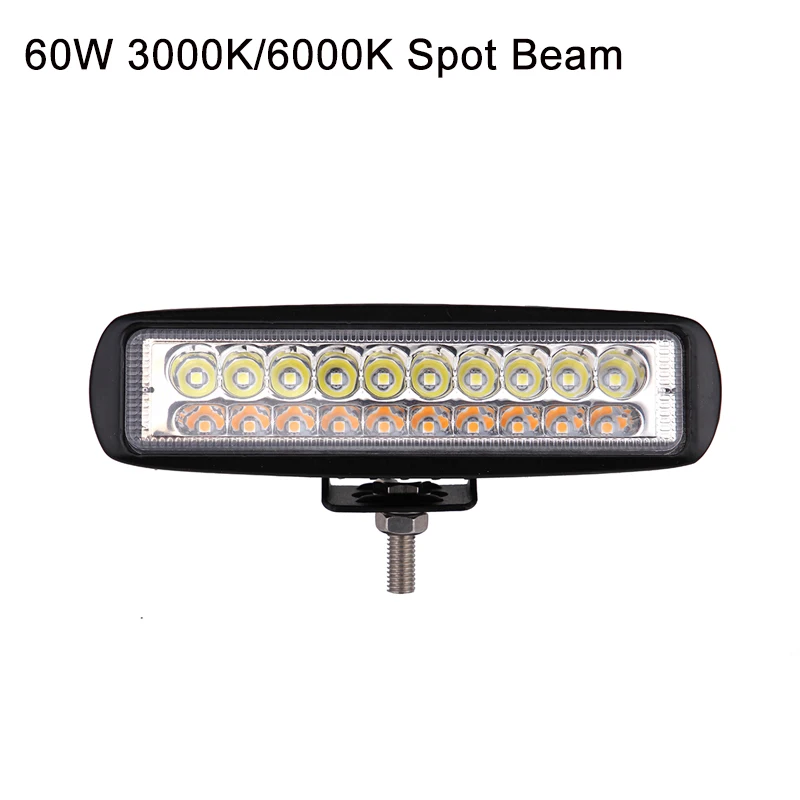 60W Dual Color 1 шт. ECAHAYAKU автомобиль укладка 6 дюймовый светодиодный бар светодиодный рабочий светильник бар для вождения Offroad Лодка автомобиль тягач 4x4 внедорожник ATV 12V 24V - Цвет: 60W Dual Color
