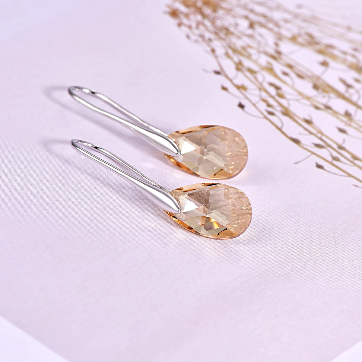 Crystal Golden MALANDA, серьги в форме капли воды для женщин, новая мода, кристалл от SWAROVSKI, серебряный цвет, подвеска, висячие серьги, ювелирное изделие, подарок для девочек - Окраска металла: Crystal Golden
