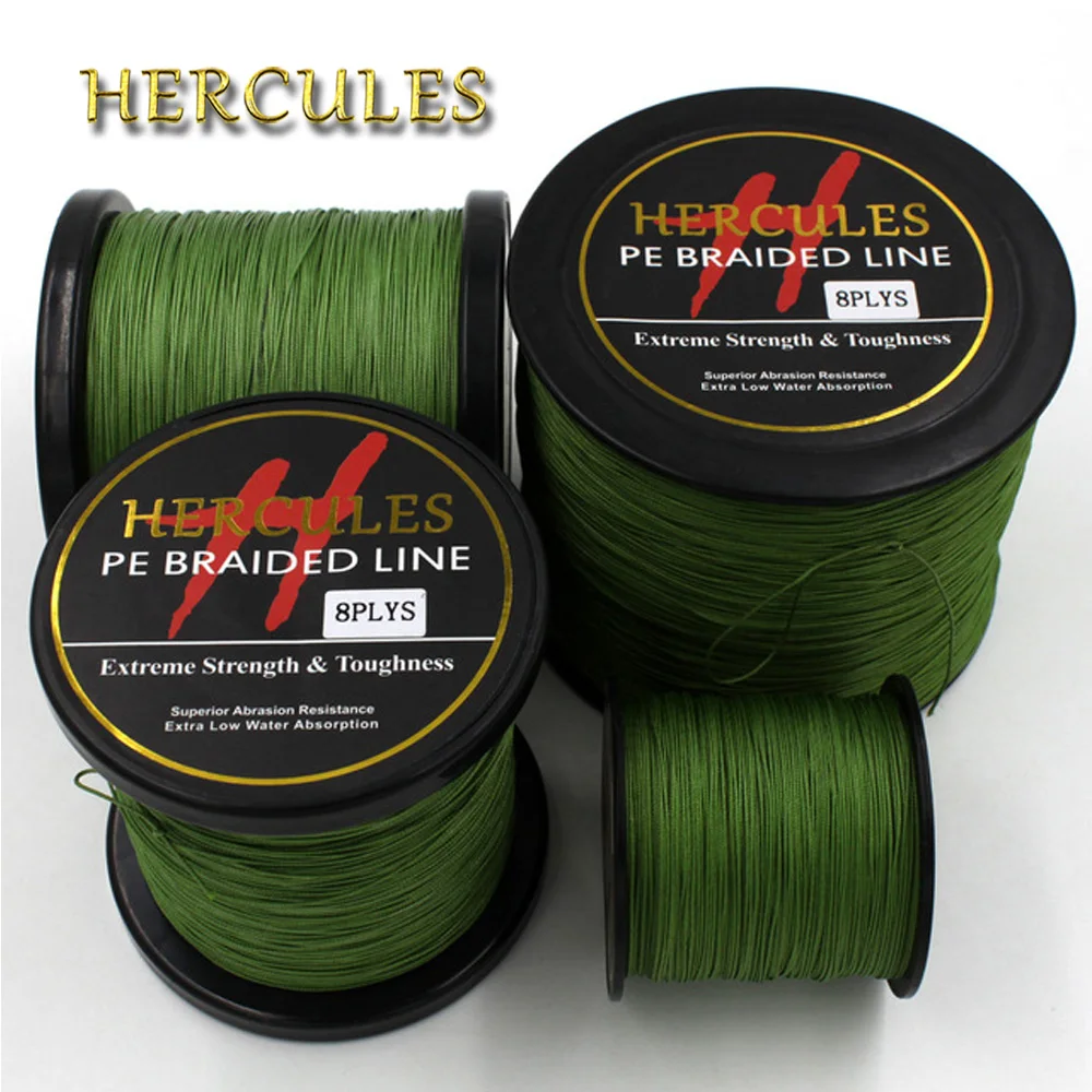 Hercules 8 нитей 100 м 300 500 1000 1500 2000 армейская зеленая плетеная рыболовная леска для