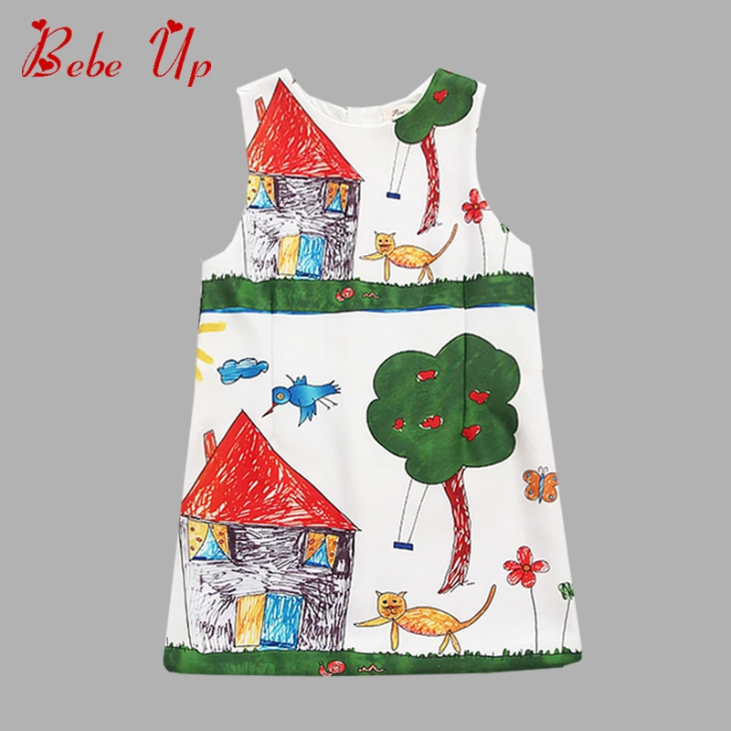 Toddler Girls Summer Dress Casual Cotton Kids Dresses For Print Designer Children Clothing A-Line Girl Teenager | Детская одежда и