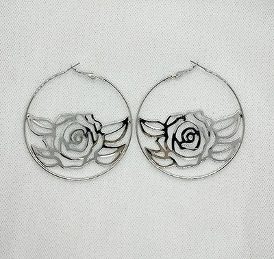 Style 2 Серьги Rosa Baixo-Relevo, золотой цвет, сплав, большой цветок, роза, круг, индивидуальные серьги-кольца, ювелирное изделие для женщин, подарок - Окраска металла: Style 2