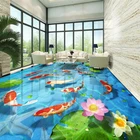 Пользовательские 3D фото стена Бумага булыжник листьев лотоса рыбы Ванная комната пол Дизайн ПВХ Водонепроницаемый самоклеющиеся этаж настенной бумага