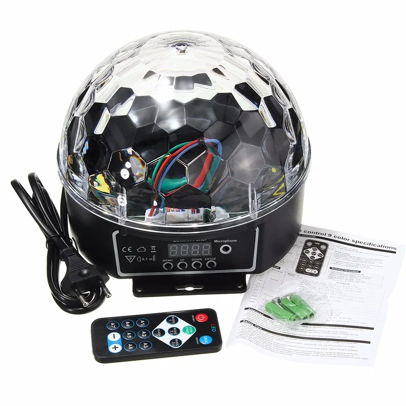 

Crystal Magic Ball Lights Sound Control LED Lighting Effects Music KTV Party Remote Flashing Colorful Lights
