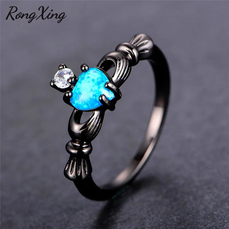 RongXing любовное сердце голубой огненный опал ирландская фотография для женщин