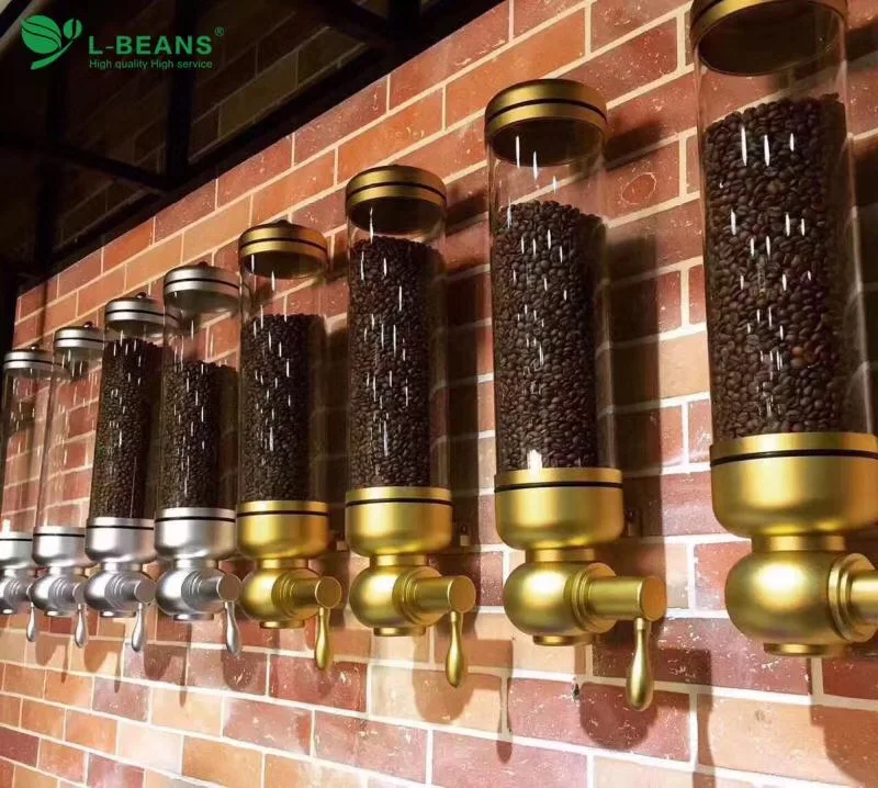 aluminium alloy &acrylic  1800g coffee bean dispenser/coffee bean container stand/coffee bean canister/suspension sealed jar